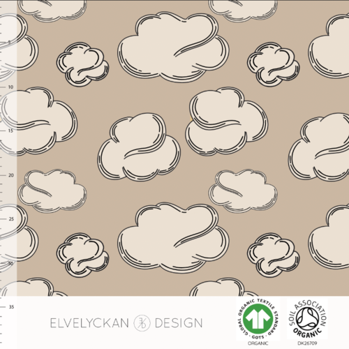 *REMNANT 125cm* Elvelyckan Design, GOTS Organic Jersey, Clouds Cappuccino