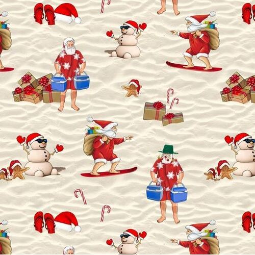 *REMNANT 106cm* KK Fabrics, 12 Days of Christmas Downunder, Summer Santa