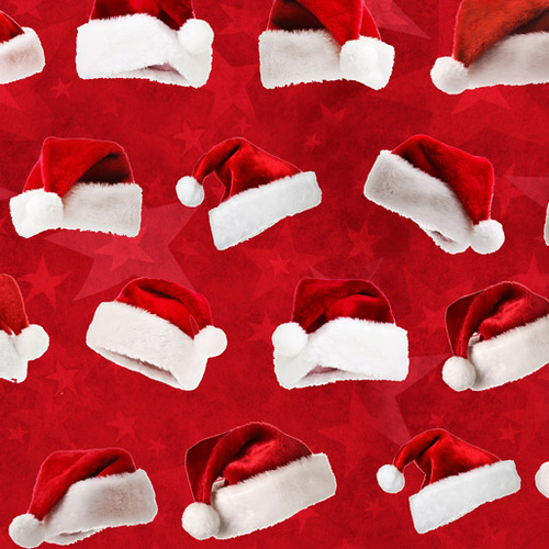 KK Fabrics, Christmas in Oz, Santa Claus Hats Allover Red