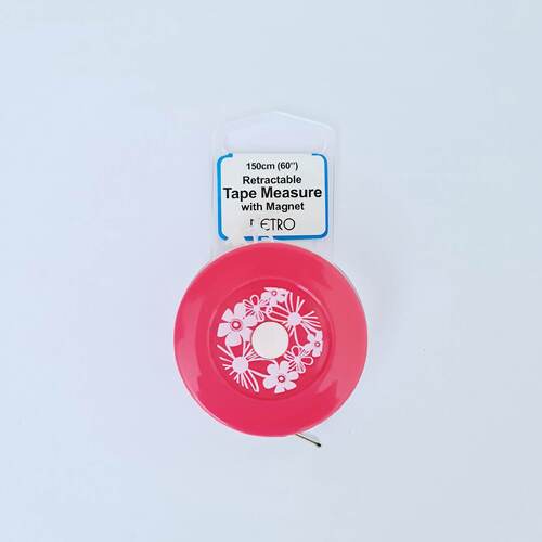 Metro Retractable Tape Measure with Magnet, Colour: Pink
