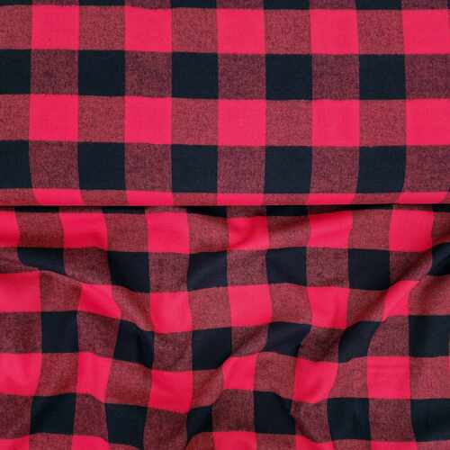European Cotton Flannel, Gingham Red/Black