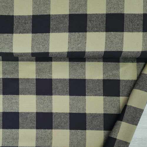 European Cotton Flannel, Gingham Khaki