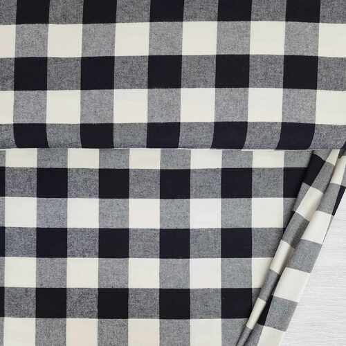 European Cotton Flannel, Gingham Black/White