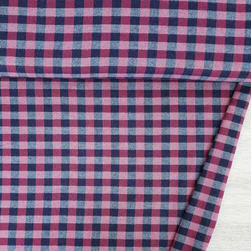 European Cotton Flannel, Small Gingham Red/Blue