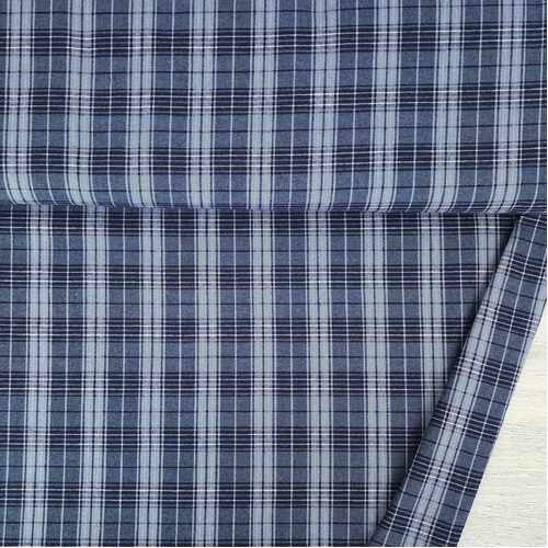 European Cotton Flannel, Plaid Denim Blue/White