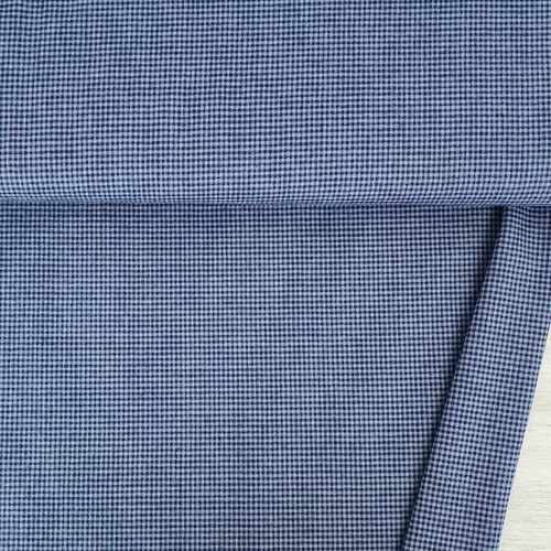 *REMNANT 60cm* European Cotton Flannel, Gingham Fine Blue