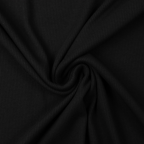 *REMNANT 93cm* European Fine Ribbed Jersey Knit, Oeko-Tex, Black