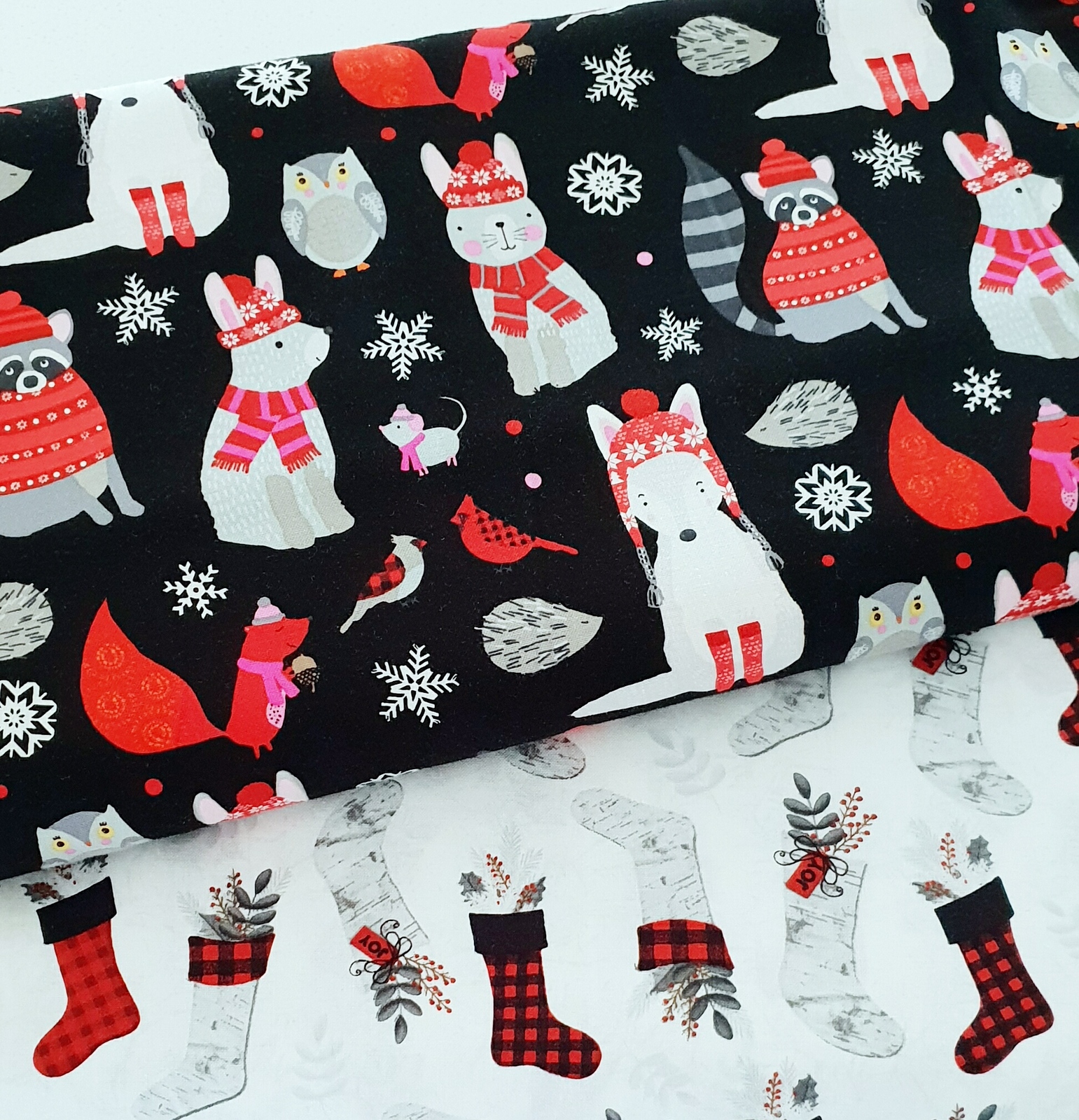 Henry Glass Christmas Fabrics Holiday Xmas Socks White