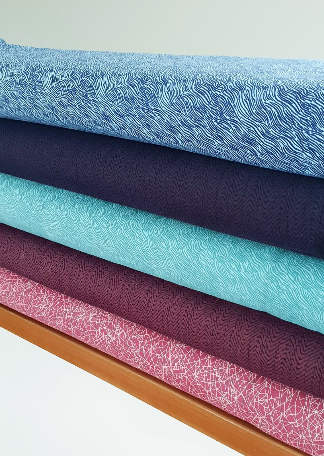 European Cotton Elastane Jersey OekoTex ZigZag Lines, Wine