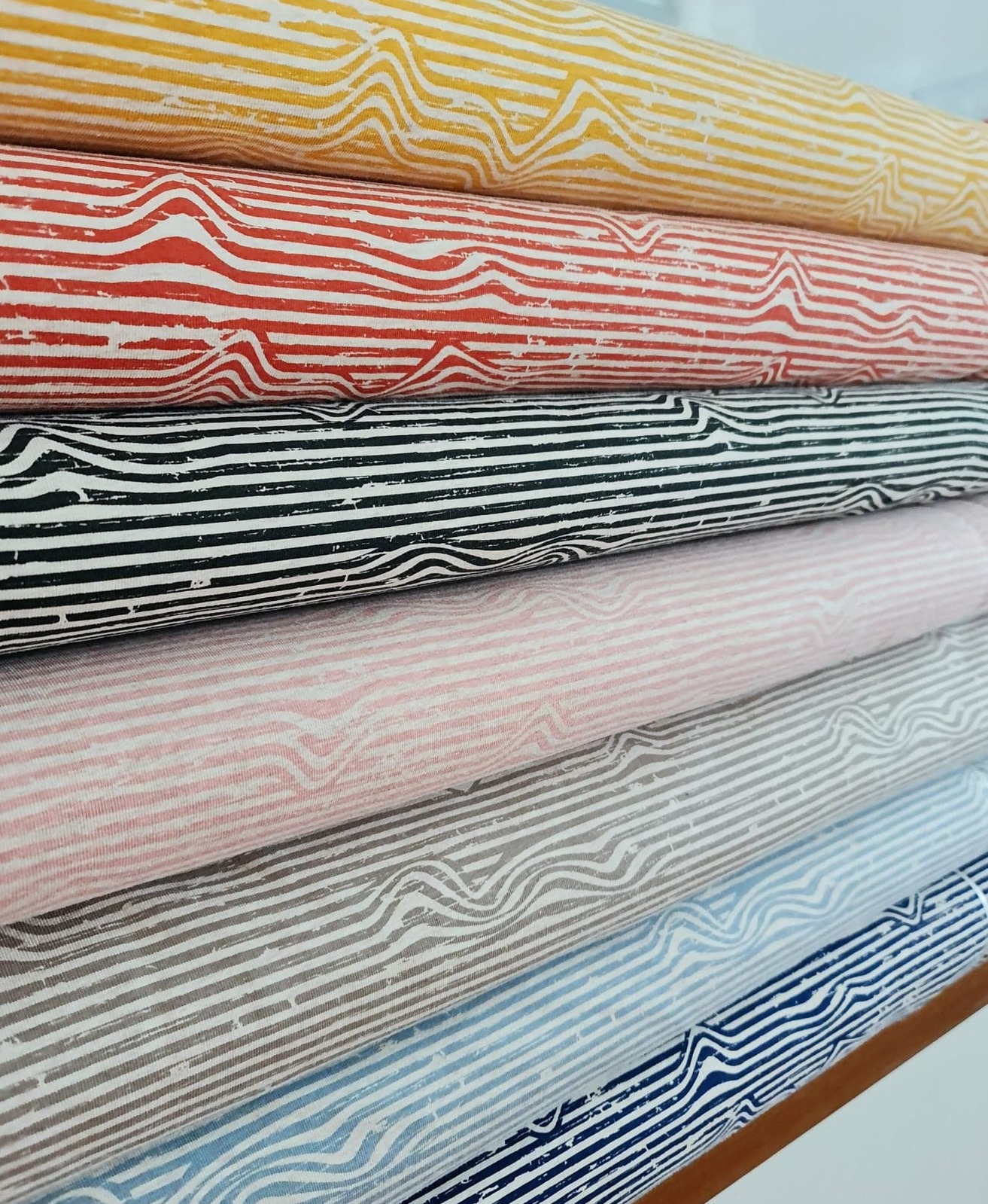 European Cotton Elastane Jersey OekoTex Stripes Melange Light Blue