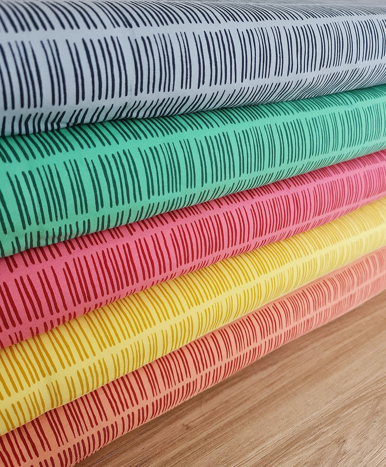 European Cotton Elastane Jersey OekoTex Lines Sunny Yellow Wattle Hill Fabrics