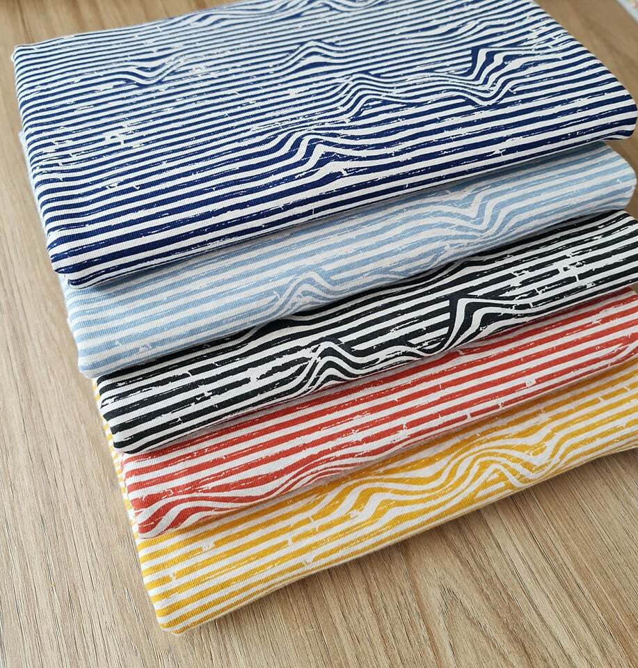 European Cotton Elastane Jersey OekoTex Stripes Melange Light Blue