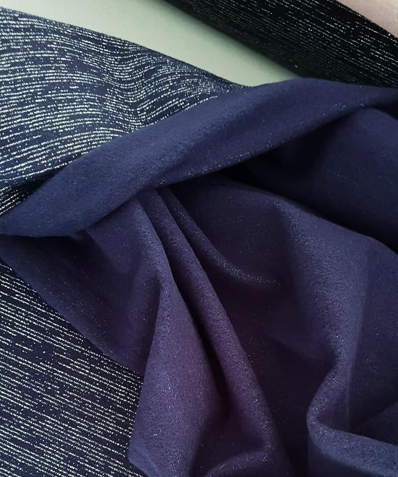 European Glamour Sweat Knit Navy / Silver Sparkle Wattle Hill Fabrics