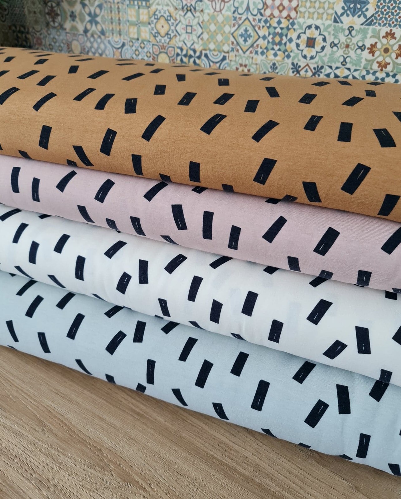 Elvelyckan Design Confetti Sea Green GOTS Organic French Terry Knit