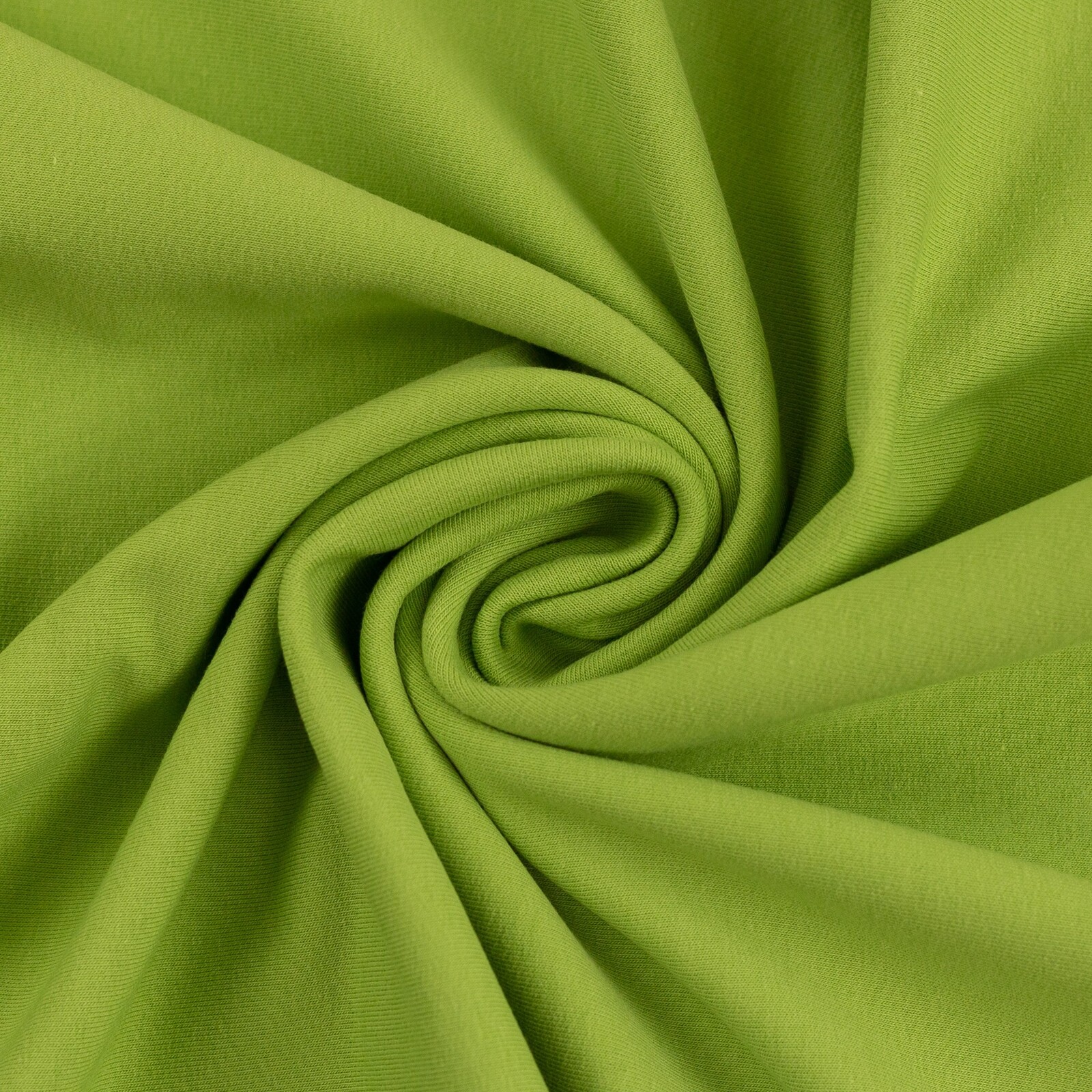 European Cotton Elastane Lycra Jersey, Solid Kiwi Green Knit Fabric