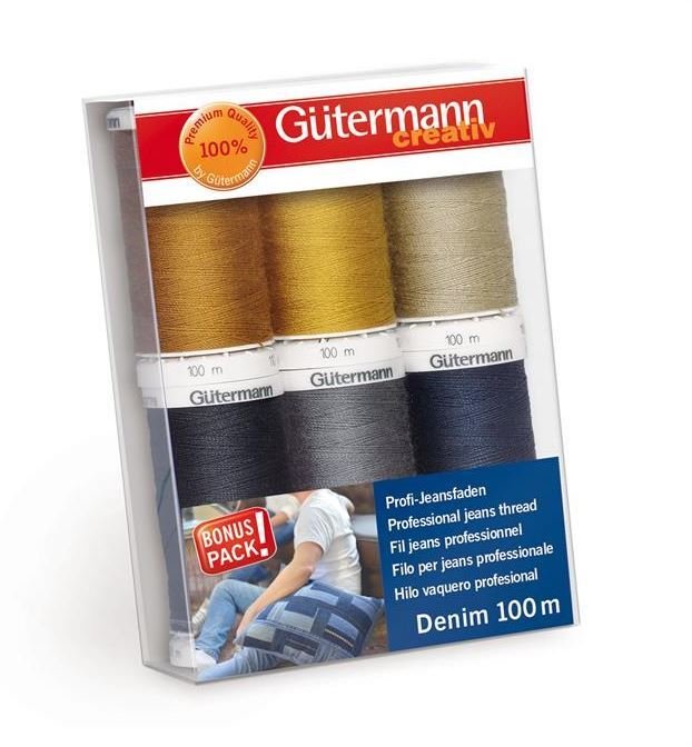 Gutermann Sewing Thread Set 6 Spools/Reels Denim Wattle Hill