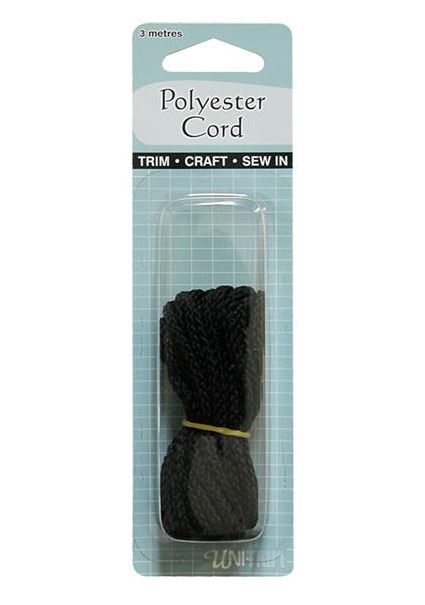 Uni-Trim Drawstring Cord, Polyester 3m - BLACK