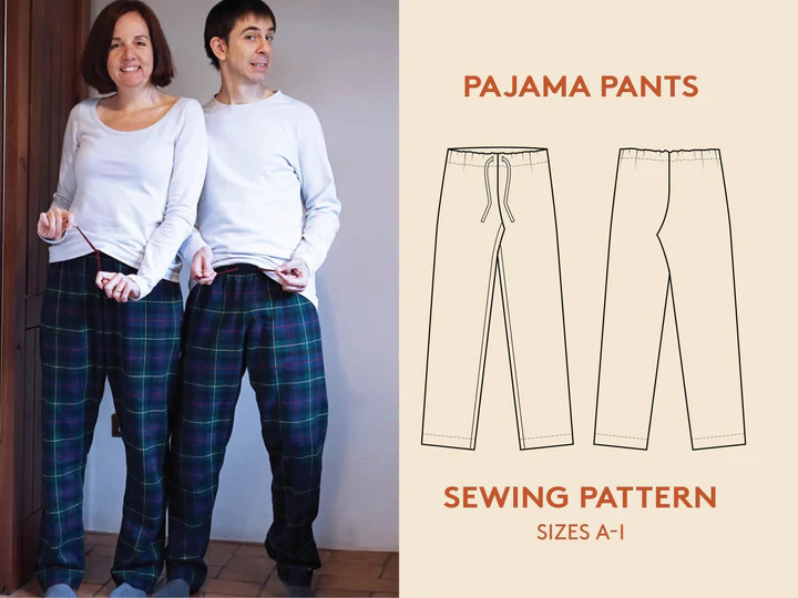 Wardrobe By Me, Unisex Pajama Pants Sewing Pattern | Wattle Hill Fabrics