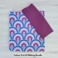 *2 PIECE BUNDLE DEAL* European Cotton Elastane Jersey, Oeko-Tex, Rainbow Purple & Berry Lilac Ribbing
