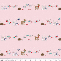 *REMNANT 120cm* Riley Blake Designs, Pixie Noel 2, Animals Pink