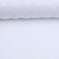 *REMNANT 68cm* European Broderie Anglaise Cotton, Dainty Flowers Bright White