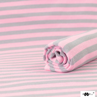 PaaPii Design, Ribbing GOTS Organic Grey/Light Pink Striped