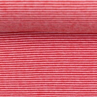 European Cotton Elastane Jersey, Oeko-Tex, 1mm Stripes Red/White