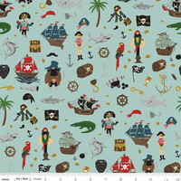 Riley Blake Designs, Pirate Tales, Scatter Blue