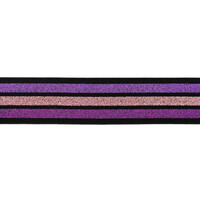 Waistband Elastic, 40mm Glitter Stripes Purple Pink