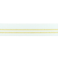 Waistband Elastic, High Density 30mm Lurex Gold Lines White