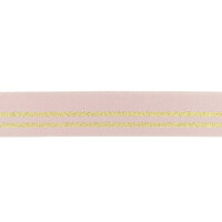 Waistband Elastic, High Density 30mm Lurex Gold Lines Old Pink