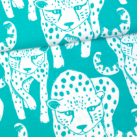 PaaPii Design, GOTS Organic Jersey, Cheetah Turquoise