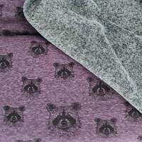 European Alpine Fleece Sweater Knit, Raccoons Melange Violet