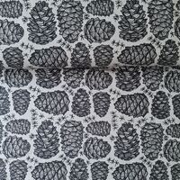 European Knit, Oeko-Tex French Terry, Pine Cones Steel Grey/Black