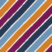 European Knit, Oeko-Tex French Terry Cozy, Diagonally Stripes Ochre/Purple/Blue