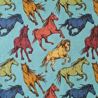 European Cotton Elastane Jersey, Oeko-Tex, Horses Colour Teal