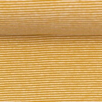 European Cotton Elastane Jersey, Oeko-Tex, 1mm Stripes Light Ochre/White