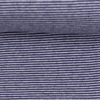 European Cotton Elastane Jersey, Oeko-Tex, 1mm Stripes Dark Blue/White