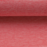 European Ribbing, Oeko-Tex, 1mm Stripes Red/White