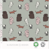 Elvelyckan Design, GOTS Organic Jersey, Dogs Sage