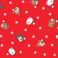 Makower UK, Yappy Christmas, Xmas Dogs Red