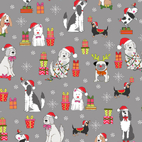 Makower UK, Yappy Christmas, Dogs & Presents Silver