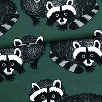 PaaPii Design, GOTS Organic Jersey, Raccoon Dark Green Grey
