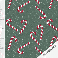 Tygdrommar, GOTS Organic Jersey, Candy Cane Forest Green
