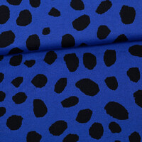 *REMNANT 125cm* PaaPii Design, GOTS Organic, Jacquard Knit, Cheetah Dots Blue Black