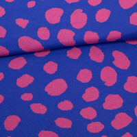 PaaPii Design, GOTS Organic, Jacquard Knit, Cheetah Dots Blue Pink