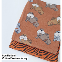 *BUNDLE 2 PIECE* Elvelyckan Design, GOTS Organic Jersey, Walrus - Rusty &  European Jersey, Tiger Stripes Rust