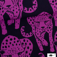 *REMNANT 49cm* PaaPii Design, GOTS Organic Jersey, Cheetah Purple Black