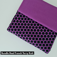 *REMNANT 2 PIECE BUNDLE* European Knit, French Terry, Oeko-Tex, Dots Berry/Black + Berry Ribbing