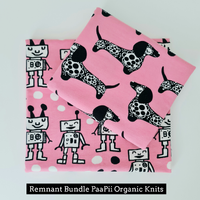 *REMNANT 2 PIECE BUNDLE* PaaPii Design, GOTS Organic Jersey, Happy Robots & Raksu Light Pink